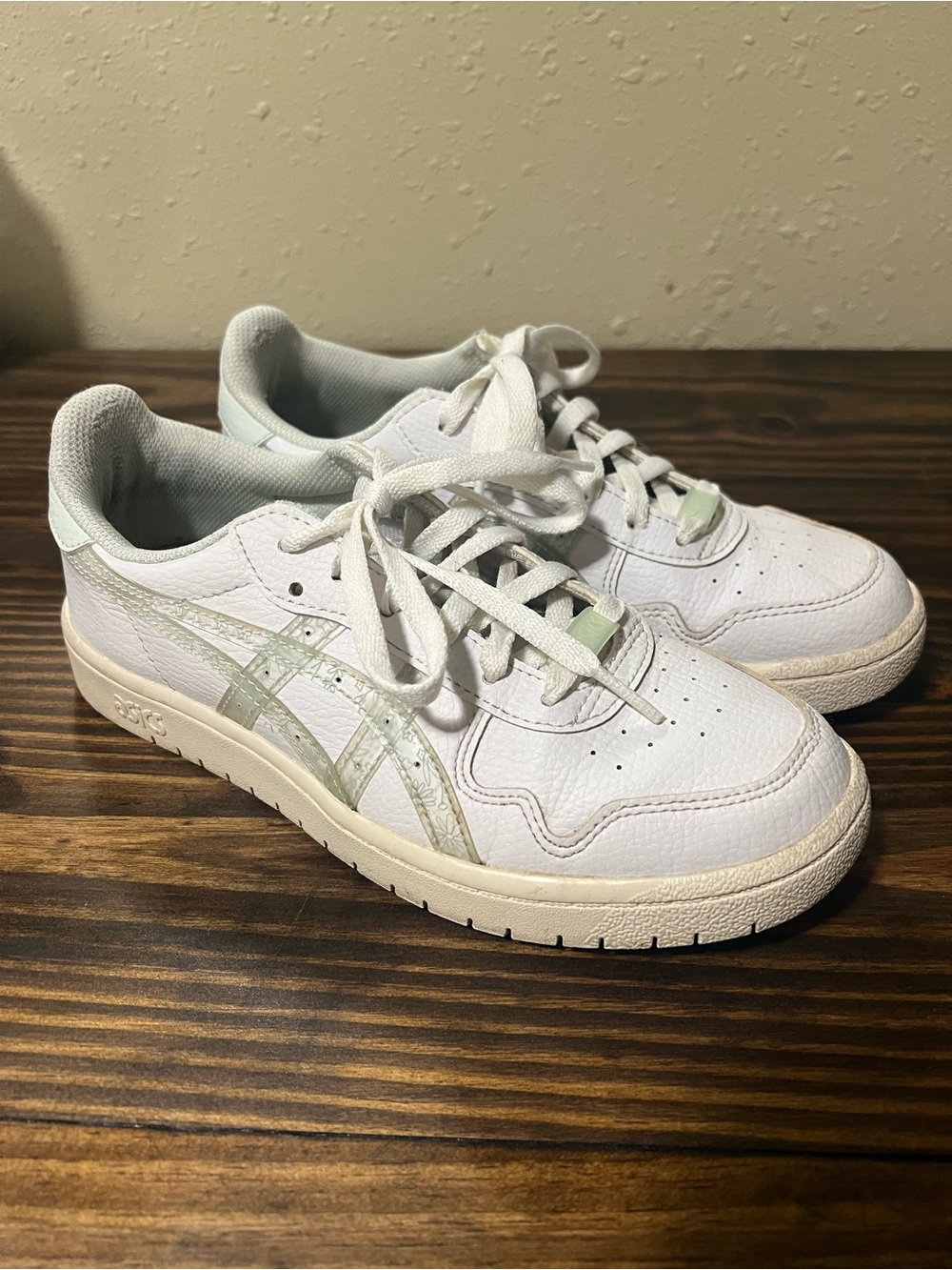 Asics White Sneakers with Pale Mint Accents